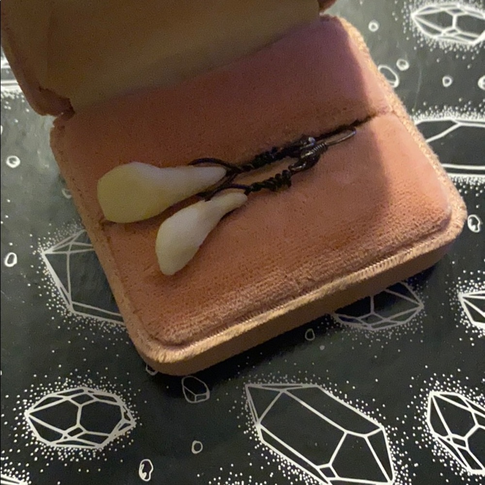 Faux human tooth earrings